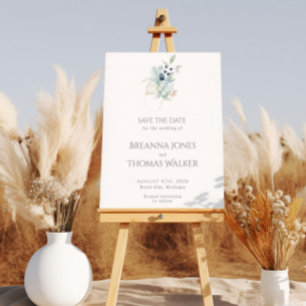 Dusty Blue Welcome Sign Elegante lente bloem Poster