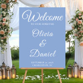 Dusty Blue Welcome with Elegant Font Acryl Bord