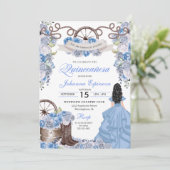 Dusty Blue Western Ranchero Quinceanera Kaart (Staand voorkant)