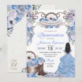 Dusty Blue Western Ranchero Quinceanera Kaart (Voorkant / Achterkant)