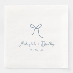 Dusty Blue Whimsical Bow Gepersonaliseerde bruilof Servet