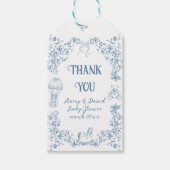 Dusty Blue Whimsical Floral Baby shower Cadeaulabel (Voorkant)