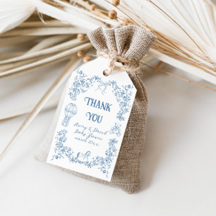 Dusty Blue Whimsical Floral Baby shower Cadeaulabel