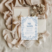 Dusty Blue Whimsical Floral Baby shower Kaart
