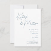 Dusty Blue Whimsical Script Minimalistisch Modern Save The Date (Voorkant)