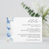 Dusty Blue & White Bloemen Details Informatiekaartje (Staand voorkant)