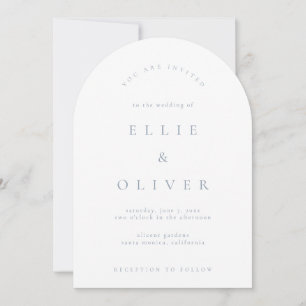 Dusty Blue & White Boho Arch Modern Wedding Kaart