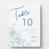 Dusty Blue & White Botanical Wedtable Number Fotoplaat (voorkant)