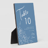 Dusty Blue & White Botanical Wedtable Number Fotoplaat (Zijkant)