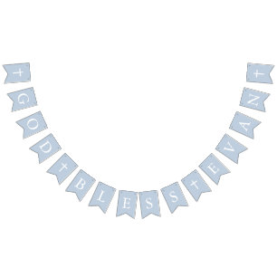 Dusty Blue White Cross Boy Baptism Bunting Flags Vlaggetjes