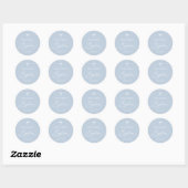 Dusty Blue White Cross Boy Baptism Round Sticker (Vel)