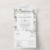 Dusty Blue & White Floral All In One Uitnodiging (Binnen)