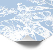 Dusty Blue White Floral Fête des mariées Affiche d (Coin)