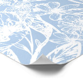 Dusty Blue White Floral Fête des mariées Affiche d (Coin)