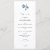 Dusty Blue & White Floral Hydrangea Menu Mariage (Devant)