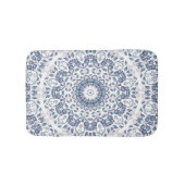 Dusty Blue White Floral Mandala Badmat (Voorkant)
