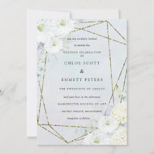 Dusty Blue White Floral Waterverf Wedding Kaart