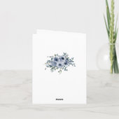 Dusty Blue White Floral Weddenschap Hartelijk dank Bedankkaart (Achterkant)