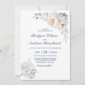 Dusty Blue White Floral Wedding Kaart (Voorkant)