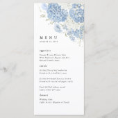 Dusty Blue White Floral Wedding Reception Dinner Menu (Voorkant)