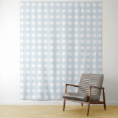 Dusty Blue & White Gingham Check Tapestry Wandkleed (In situ)