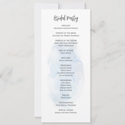 Dusty Blue White Hydrangeas Programme de mariage f (Dos)