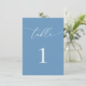 Dusty Blue & White Mariage/Event Numéro de table (Debout devant)