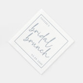 Dusty Blue & White Minimalist Script Bruids Brunch Servet (Hoek)