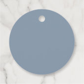 Dusty Blue & White Monogram Weddenschap Bedankjes Labels (Achterkant)