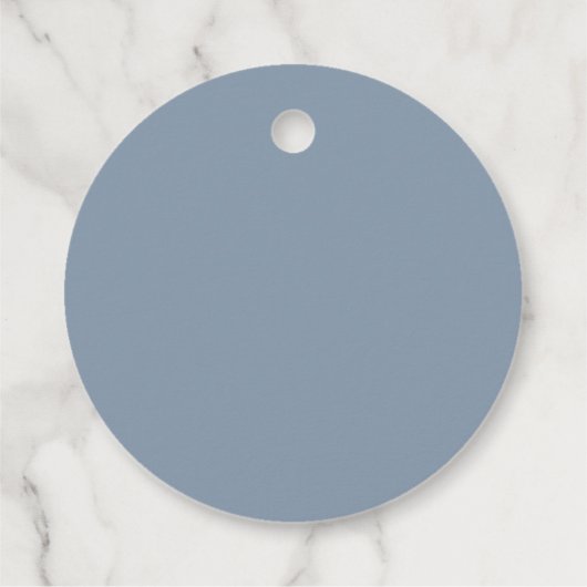 Dusty Blue & White Monogram Weddenschap Bedankjes Labels (Achterkant)