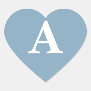 Dusty Blue White Monogrammen Simple Vrijgezellenfe Hart Sticker