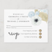 Dusty Blue White Navy Anemone BUDGET Weddenschap Uitnodiging Briefkaart (Voorkant)