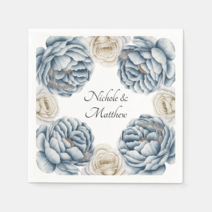 Dusty Blue & White Peony Wedding Servet