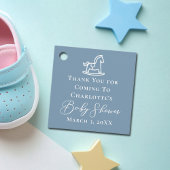 Dusty Blue White Rocking Horse Baby shower Bedankjes Labels