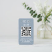 Dusty Blue & White Simple RSVP met QR-code Enclo Informatiekaartje (Staand voorkant)