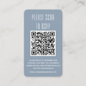 Dusty Blue & White Simple RSVP met QR-code Enclo Informatiekaartje (Voorkant)