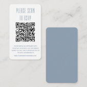 Dusty Blue & White Simple RSVP met QR-code Informatiekaartje (Voorkant / Achterkant)