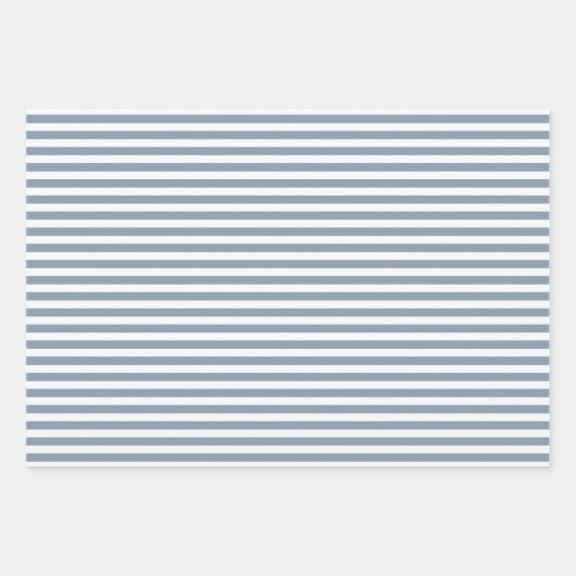 Dusty Blue & White Stripes Polka Dot Chevron Inpakpapier Vel (Voorkant)