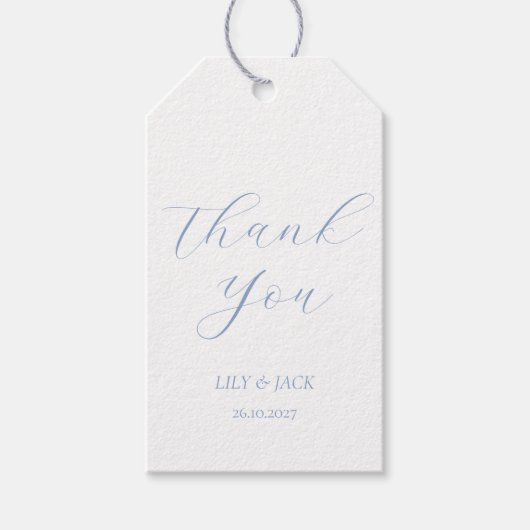 Dusty Blue & White Wedding Bedankt Favor Bag Cadeaulabel (Voorkant)