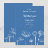 Dusty Blue Wildbloemen Brunch en Bubble Kaart (Voorkant / Achterkant)