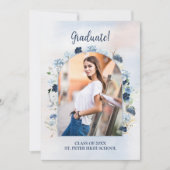 Dusty Blue Wildflower Afstuderen met foto Kaart (Voorkant)