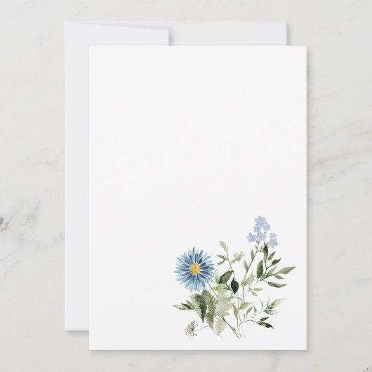 Dusty Blue Wildflower Baby in Bloom Baby shower Kaart (Achterkant)