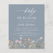 Dusty Blue Wildflower Baby in Bloom Invitation (Voorkant)