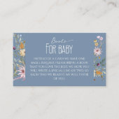 Dusty Blue Wildflower Baby shower Boeken voor Baby Informatiekaartje (Voorkant)
