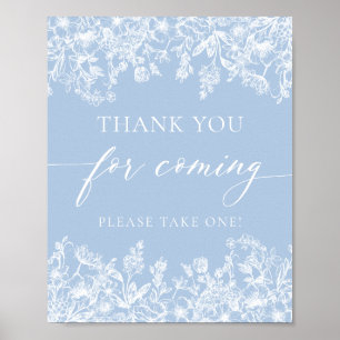 Dusty Blue Wildflower Bedankt voor het komen teken Poster
