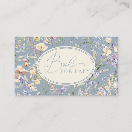 Dusty Blue Wildflower Boeken voor Baby Informatiekaartje (Voorkant)