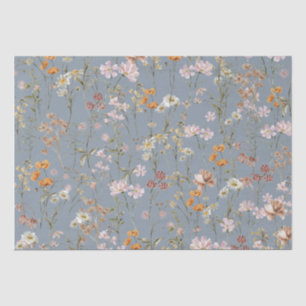 Dusty Blue Wildflower Boho Bloom Garden Boho Tissuepapier