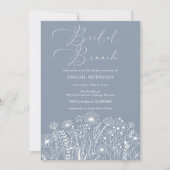 Dusty Blue Wildflower Boho Bruids Brunch Douche Kaart (Voorkant)