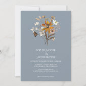 Dusty Blue Wildflower Boho Fall Wedding Kaart (Voorkant)