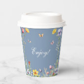 Dusty Blue Wildflower Boho Floral Vrijgezellenfees Papieren Bekers (Voorkant)